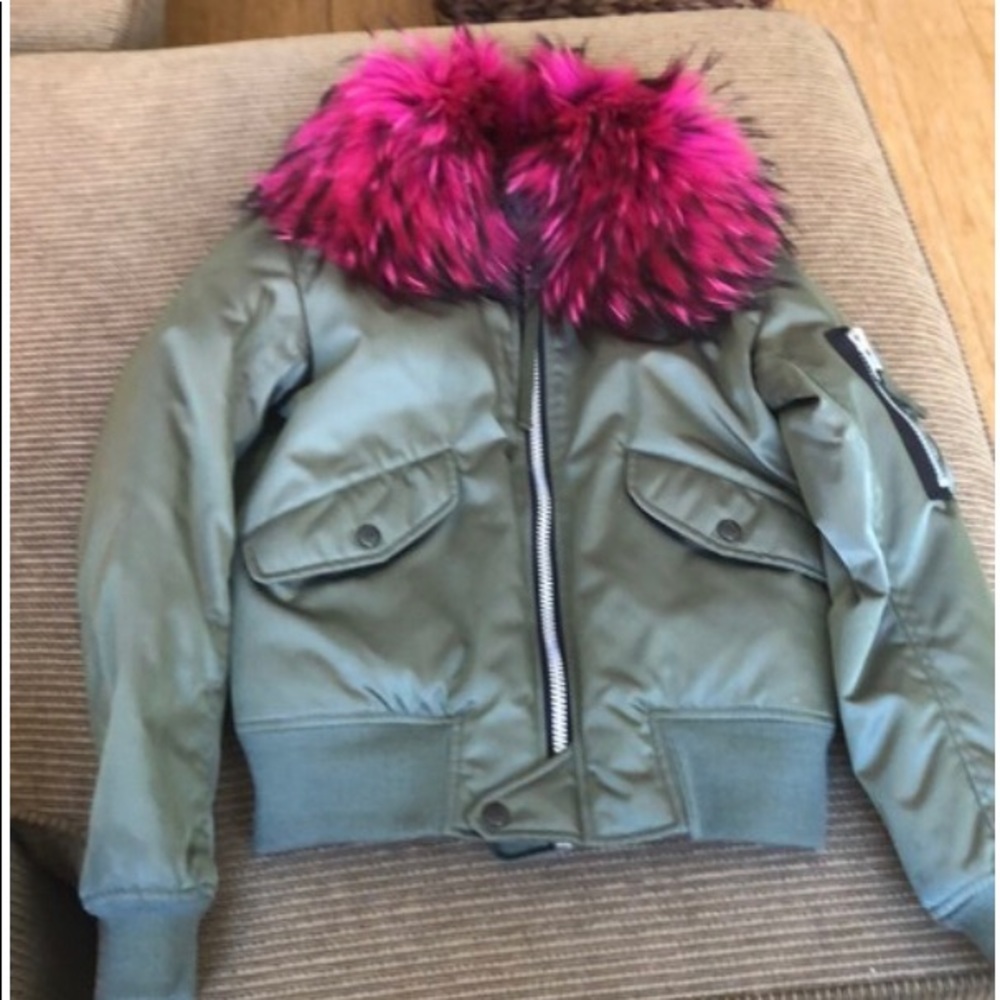 SAM bomber jacket with real fur removable collar